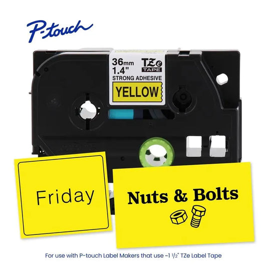 TZeS661 P-touch Black Print on Yellow Strong Adhesive Laminated Label Tape