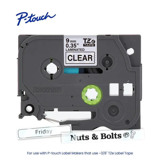 TZe121 P-touch Black Print on Clear Laminated Label Tape