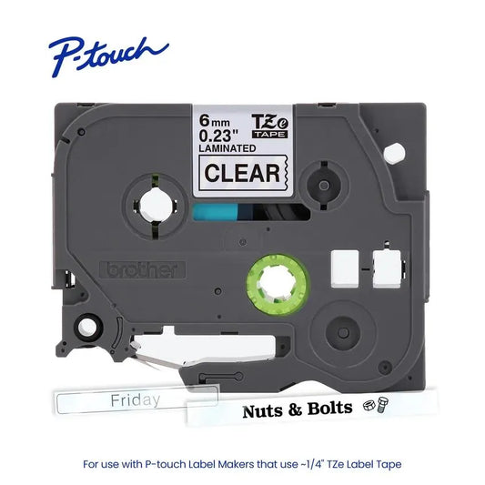 TZe111 P-touch Black Print on Clear Laminated Label Tape