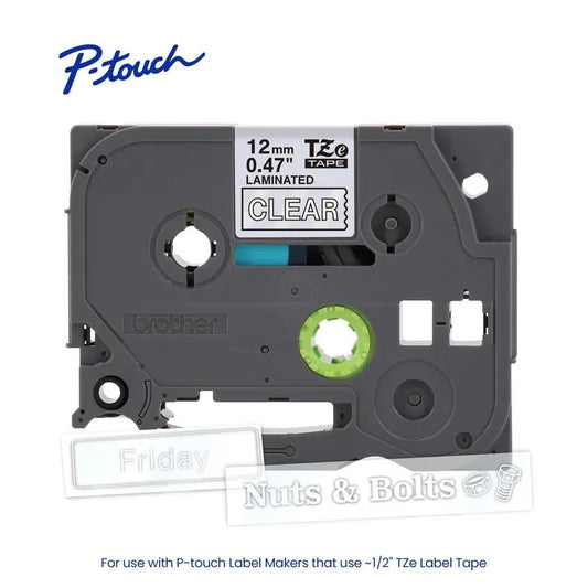 TZe135 P-touch White Print on Clear Laminated Label Tape