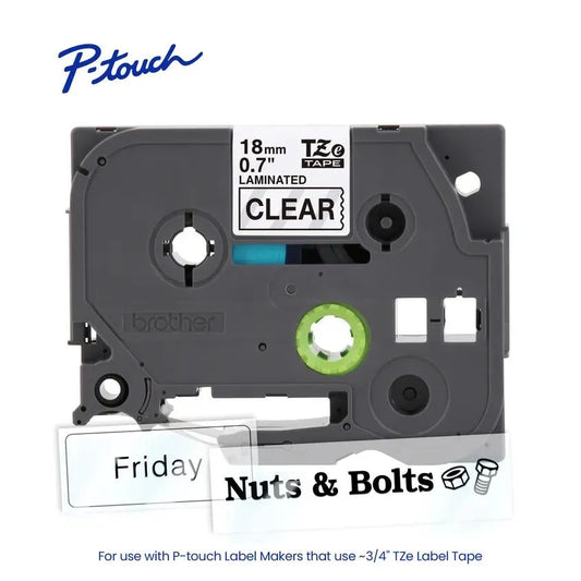 TZe141 P-touch Black Print on Clear Laminated Label Tape
