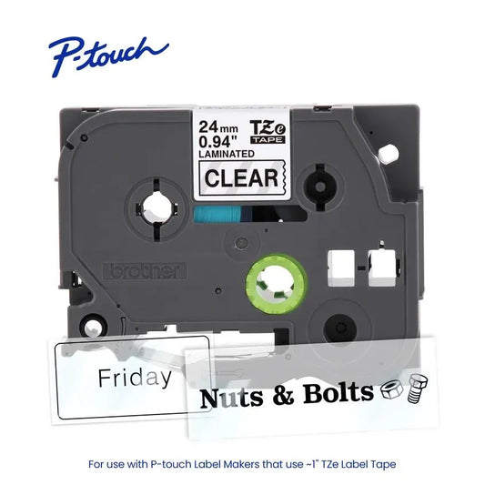 TZe151 P-touch Black Print on Clear Laminated Label Tape