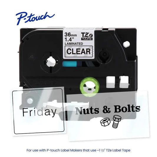 TZe161 P-touch Black Print on Clear Laminated Label Tape