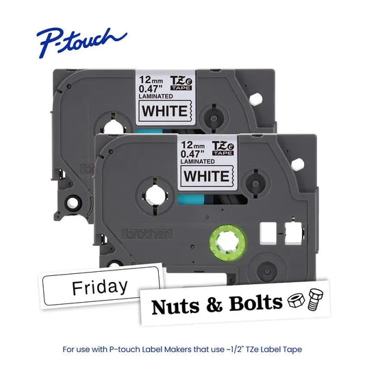 TZe2312PK P-touch Black Print on White Laminated Label Tape