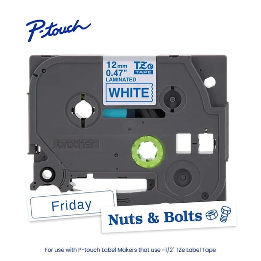 TZe233 P-touch Blue Print on White Laminated Label Tape