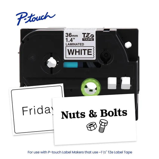 TZe261 P-touch Black Print on White Laminated Label Tape