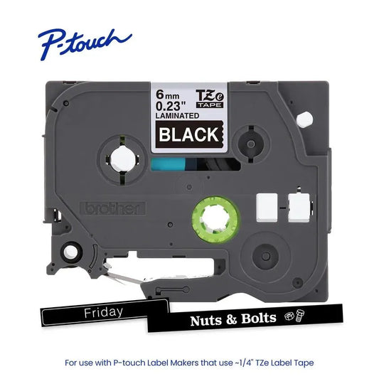 TZe315 P-touch White Print on Black Laminated Label Tape