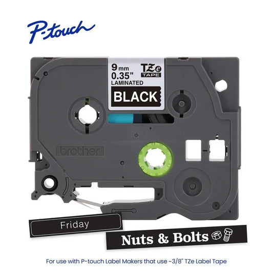 TZe325 P-touch White Print on Black Laminated Label Tape