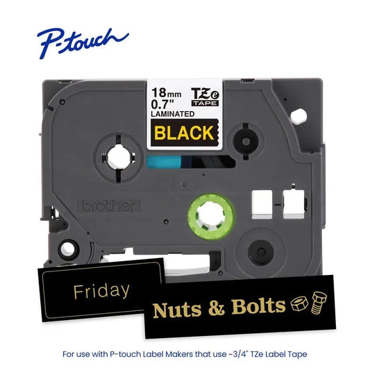 TZe344 P-touch Gold Print on Black Laminated Label Tape