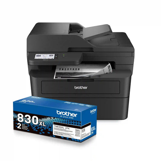 Brother MFC-L2900DW Wireless Compact Monochrome Laser All-in-One Printer with TN830XL 2PK