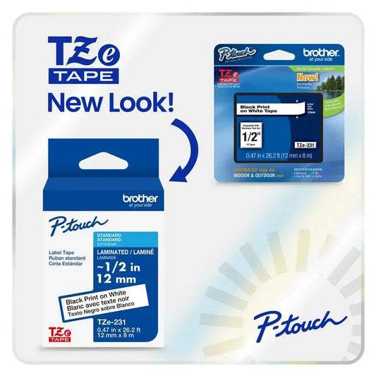 TZeFX631 P-touch Black Print on Yellow Flexible ID Laminated Label Tape