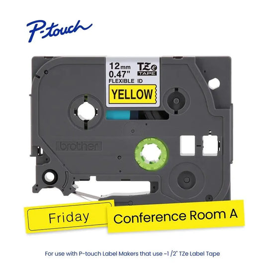 TZeFX631 P-touch Black Print on Yellow Flexible ID Laminated Label Tape