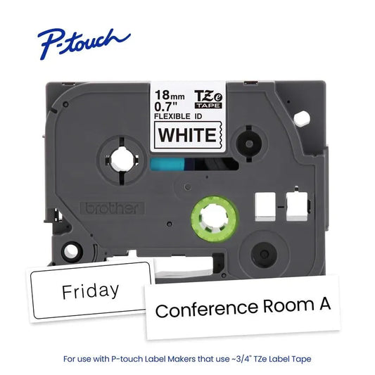 TZeFX241 P-touch Black Print on White Flexible ID Laminated Label Tape
