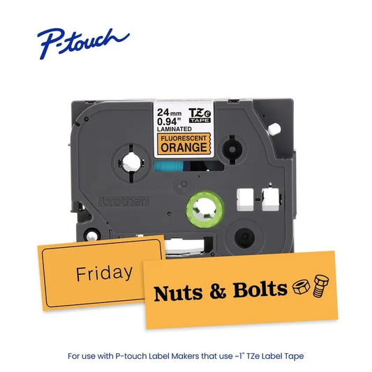 TZeB51 P-touch Black Print on Fluorescent Orange Laminated Label Tape
