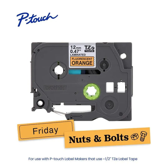 TZeB31 P-touch Black Print on Fluorescent Orange Laminated Label Tape