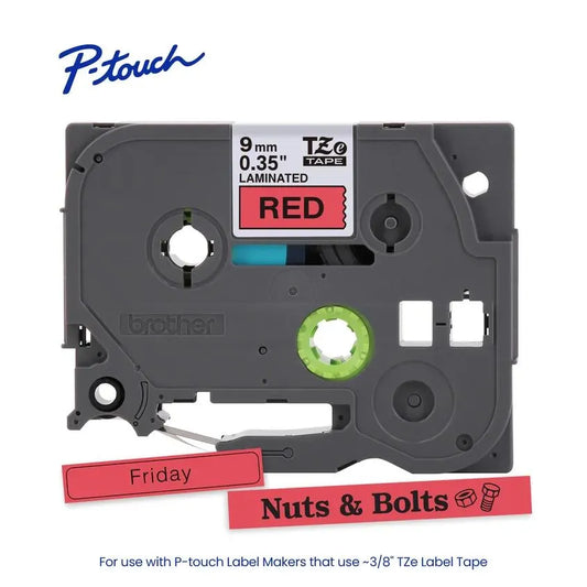 TZe421 P-touch Black Print on Red Laminated Label Tape
