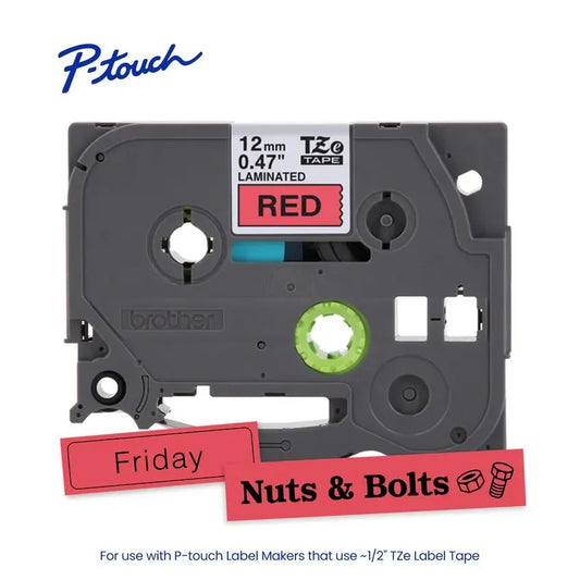 TZe431 P-touch Black Print on Red Laminated Label Tape