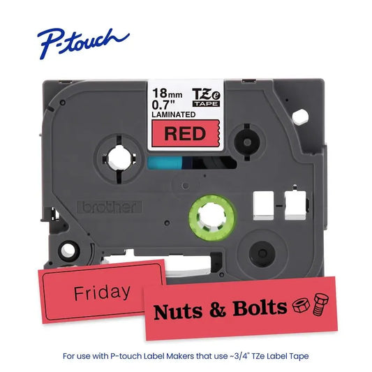TZe441 P-touch Black Print on Red Laminated Label Tape