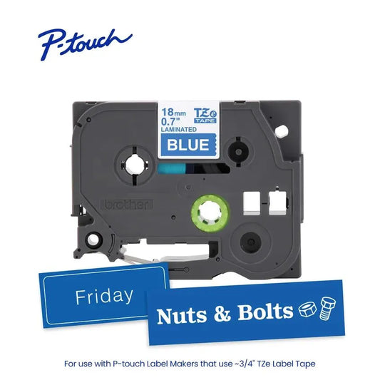 TZe545 P-touch White Print on Blue Laminated Label Tape