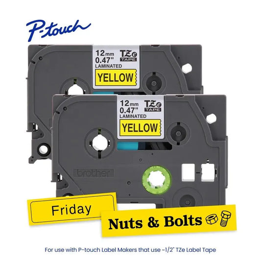 TZe6312PK P-touch Black Print on Yellow Laminated Label Tape