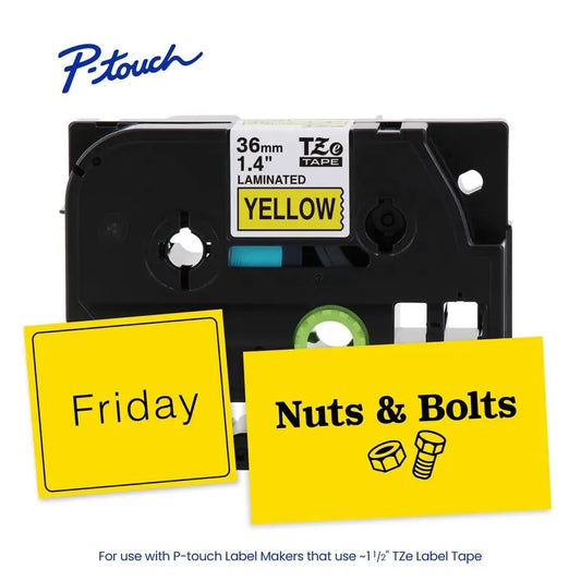 TZe661 P-touch Black Print on Yellow Laminated Label Tape