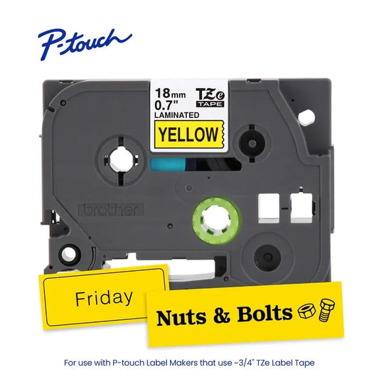 TZe641 P-touch Black Print on Yellow Laminated Label Tape
