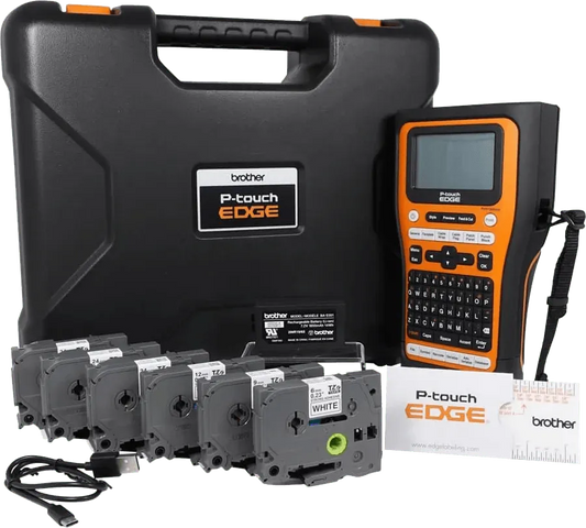 Brother P-touch EDGE PT-E560BTBP Handheld Industrial Label Printer with 6 Tapes