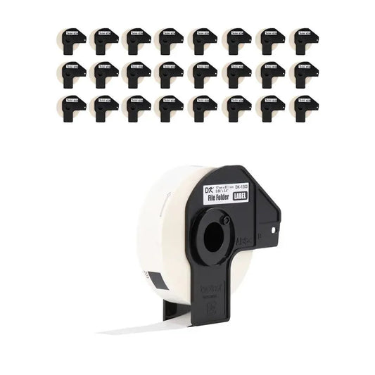Brother Genuine DK-1203 24PK Die-Cut File folder labels, Paper Labels, Long Lasting Reliability, 300 Labels Per Roll, 24 Rolls per Box, for use with select Brother QL Label Printers. 0.66 in x 3.4 in (17 mm x 87.1 mm)