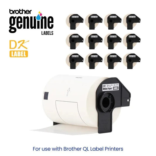 Brother Genuine DK-12473PK Die-Cut Large Shipping Paper Labels, 4.07 in x 6.4 in (103 mm x 164 mm) Large Shipping White Paper Labels, 180 Labels per Roll, (12) Rolls per Box