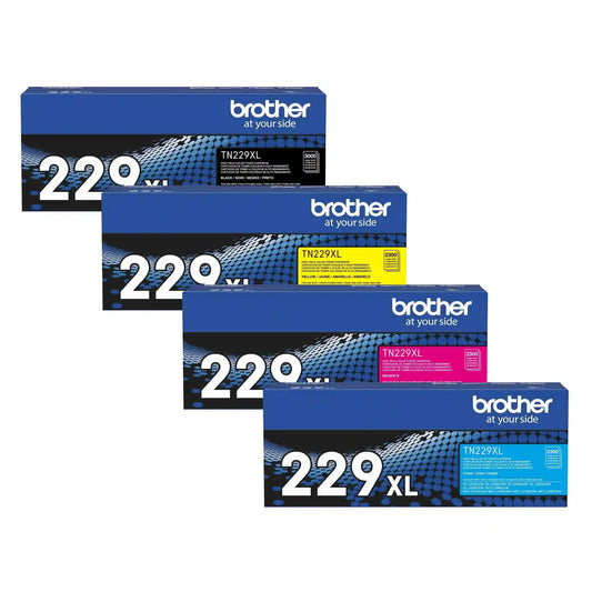 Brother Genuine TN229XL4PKBUND High Yield TN229XL 4PK Toner Bundle