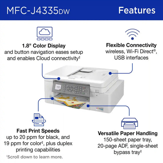 Brother MFC-J4335DW Wireless INKvestment Color Inkjet All-in-One Printer
