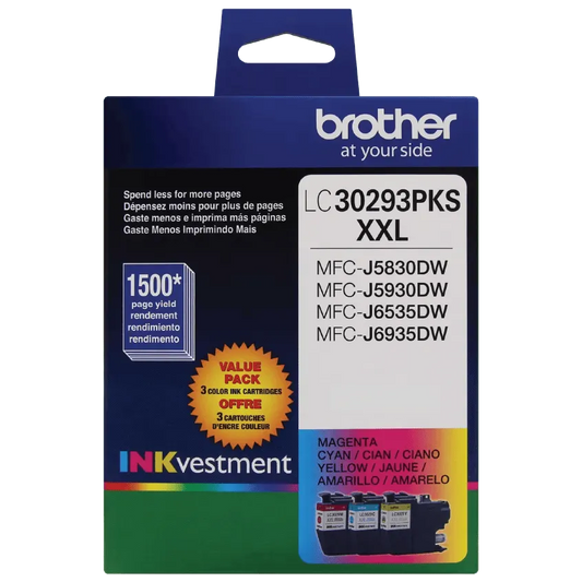 Brother Genuine LC30293PK INKvestment Super High-yield 3 pack color Ink Cartridges
