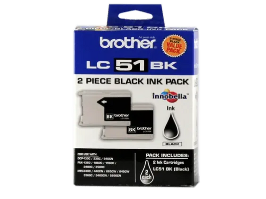 Brother Genuine LC512PKS 2 Pack Black Ink Cartridges
