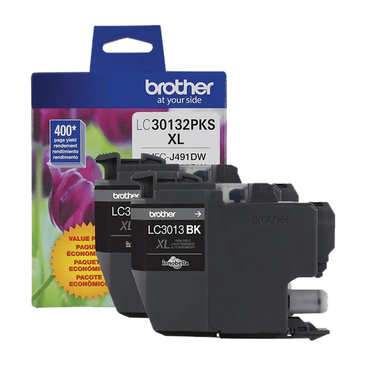Brother Genuine LC30132PKS High-yield 2 Pack Black Ink Cartridges