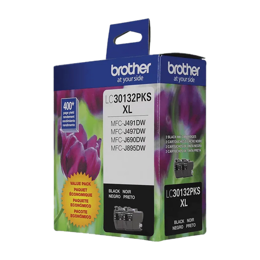 Brother Genuine LC30132PKS High-yield 2 Pack Black Ink Cartridges