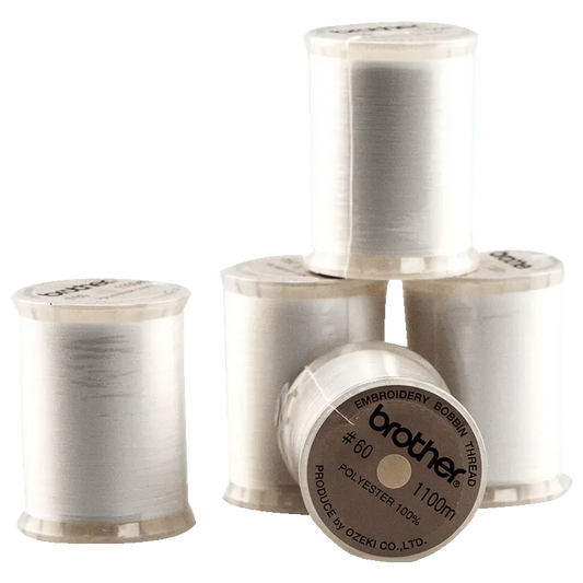 Brother SAEBT White 60 Weight Embroidery Bobbin Thread (5 Spools)