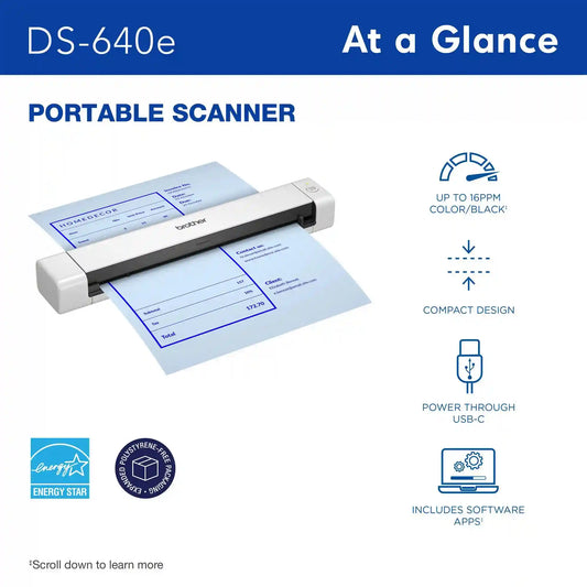 Brother DS-640e Compact Portable Document Scanner