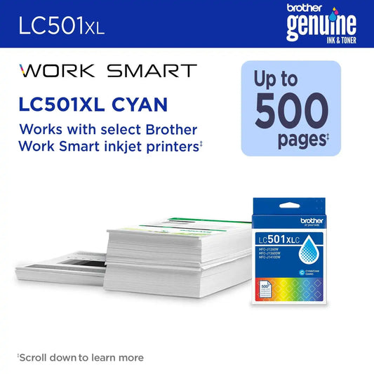 Brother Genuine LC501XLYS High Yield Yellow Ink Cartridge