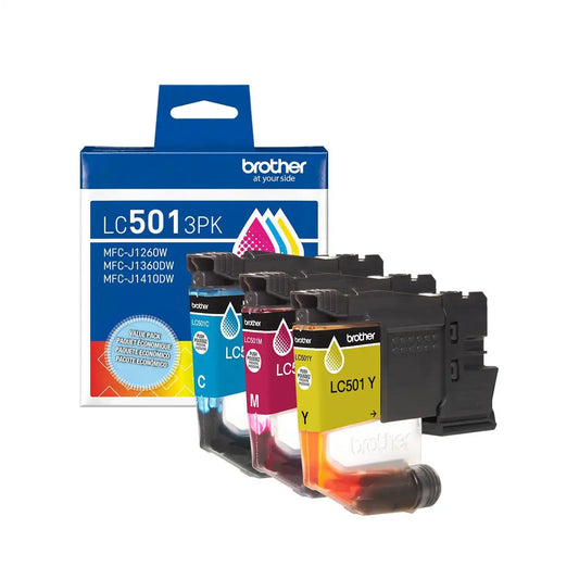 Brother Genuine LC5013PKS 3-Pack Standard Yield Cyan, Magenta and Yellow Ink Cartridges