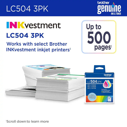 Brother Genuine LC5043PKS Standard Yield Cyan, Magenta, and Yellow Ink Cartridge