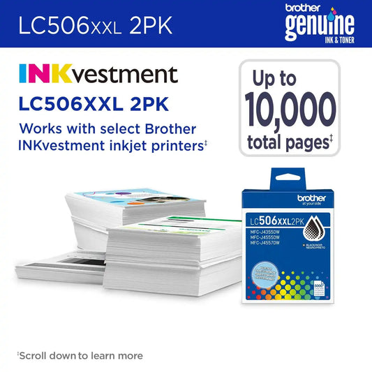 Brother Genuine LC506XXL2PKS Twin Pack Super High Yield Black Ink Cartridges