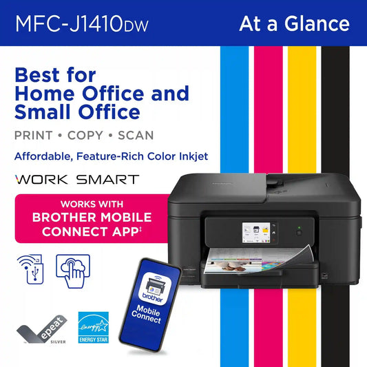 Brother RMFC-J1410DW Wireless Color Inkjet All-in-One Printer, Refurbished