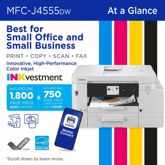 Brother MFC-J4555DW Wireless INKvestment Color Inkjet All-in-One Printer