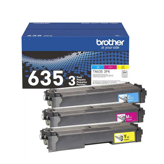 Brother Genuine TN6353PK 3-Pack Standard Yield Cyan, Magenta, and Yellow Toner Cartridges